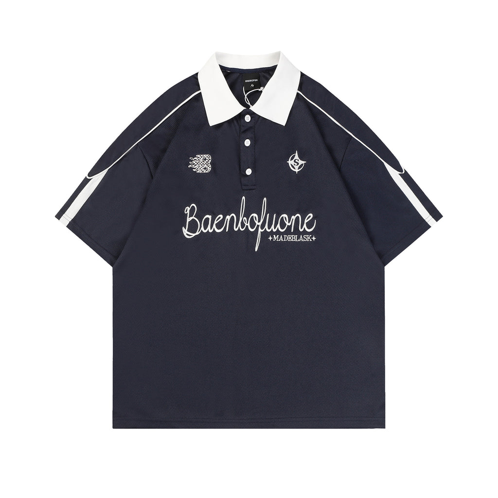 Preppy Sports Contrast Shoulder Collar Frame Tee