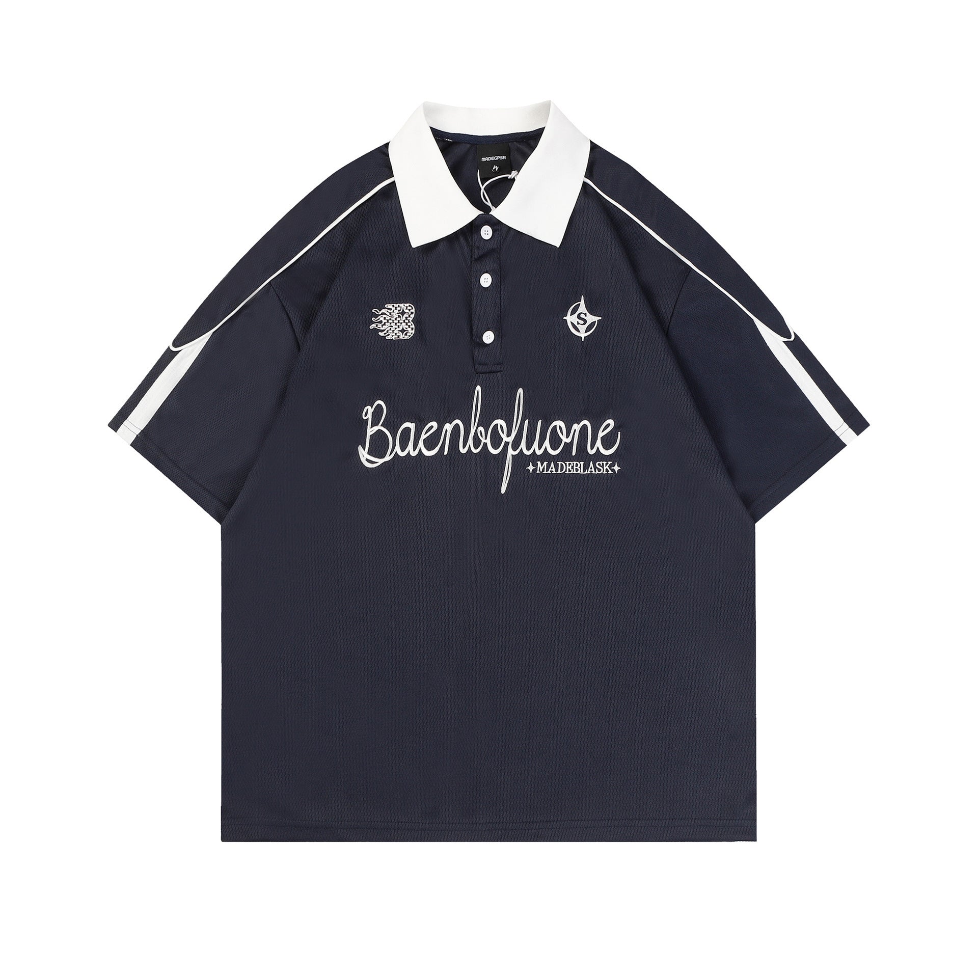 Preppy Sports Contrast Shoulder Collar Frame Tee