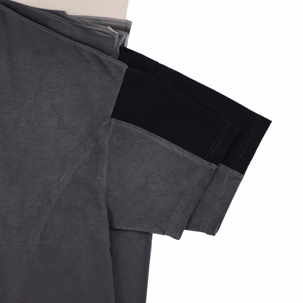 Structured Charcoal Dual Panel Cotton finish Tee
