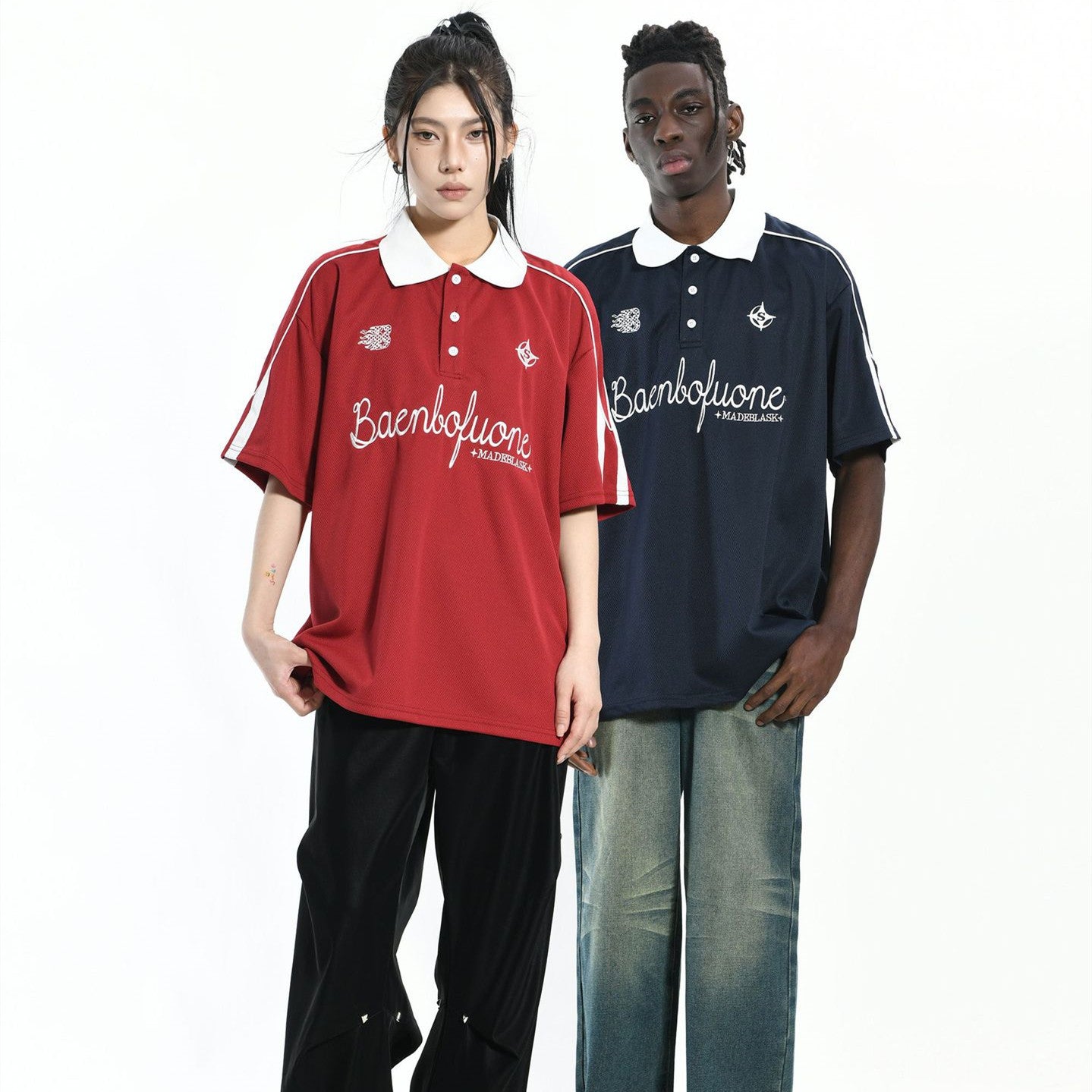 Preppy Sports Contrast Shoulder Collar Frame Tee