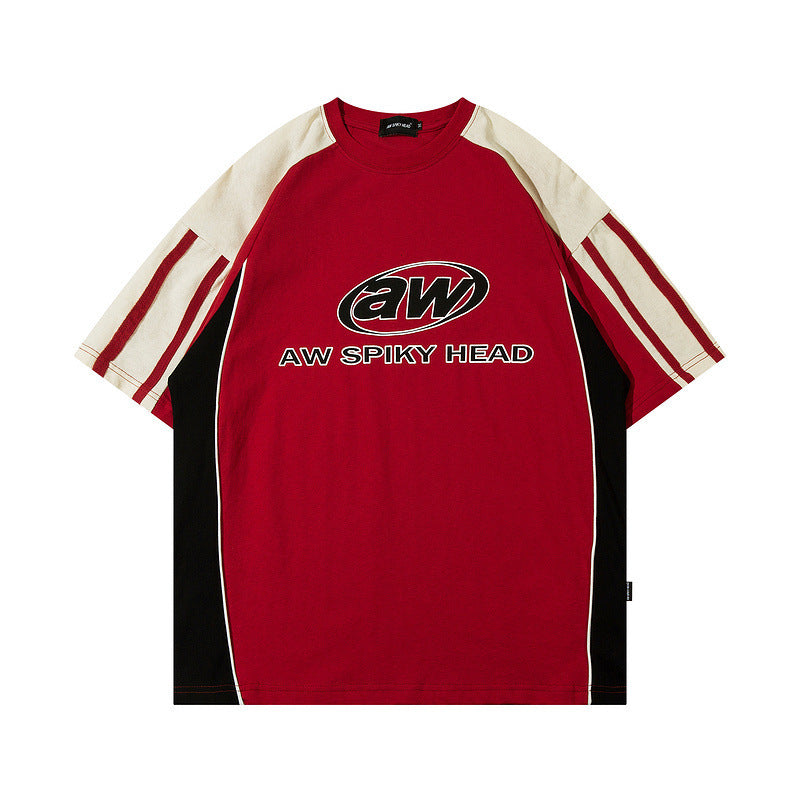 Contrast Sleeve Dual Stripe Raglan Core Tee