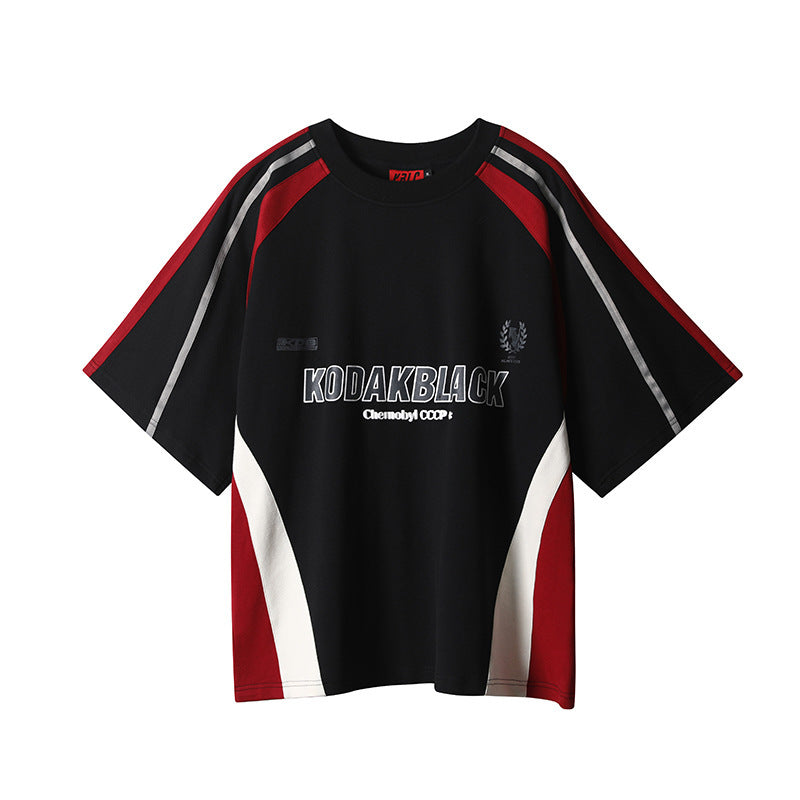 Black t-shirt with red and white accents featuring 'Kodakblack' on a white background