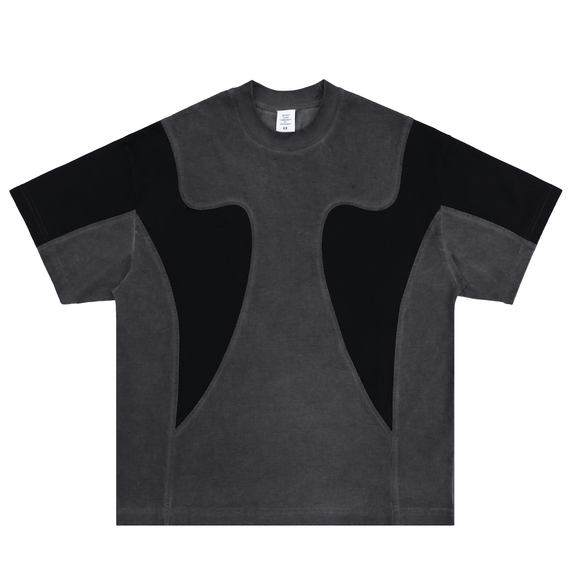 Structured Charcoal Dual Panel Cotton finish Tee