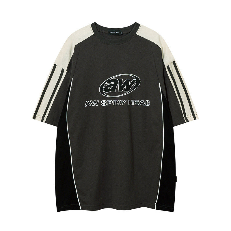 Contrast Sleeve Dual Stripe Raglan Core Tee