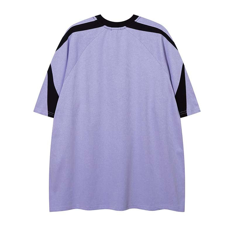 Retro Patchwork Design Short-sleeved Tee