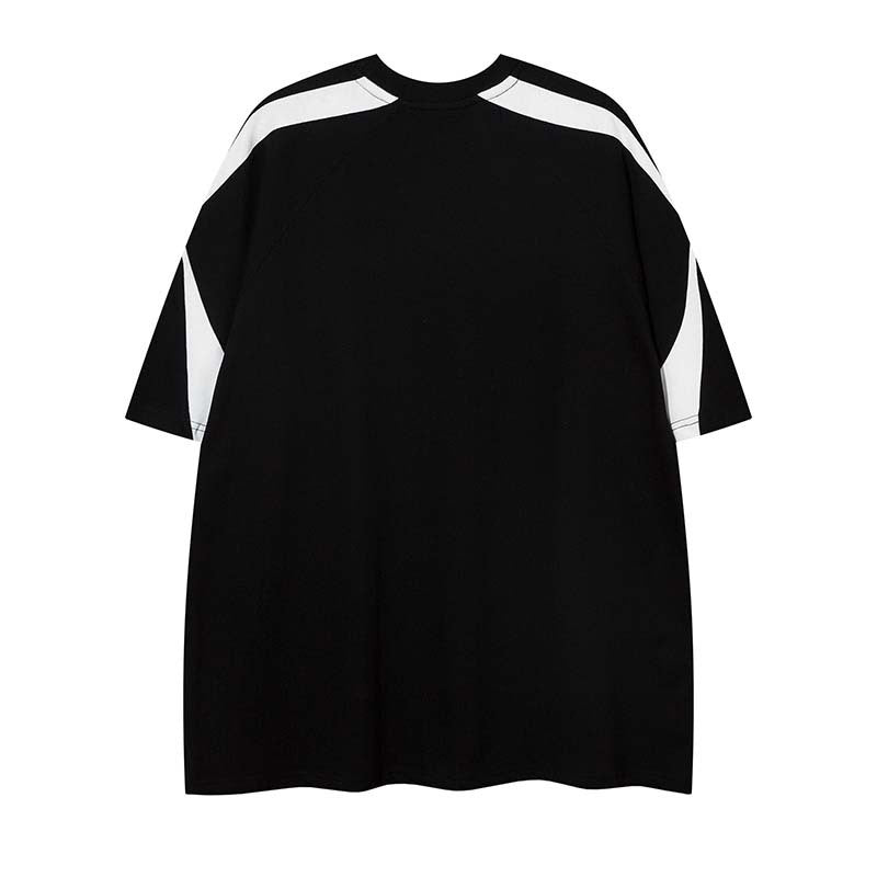 Retro Patchwork Design Short-sleeved Tee