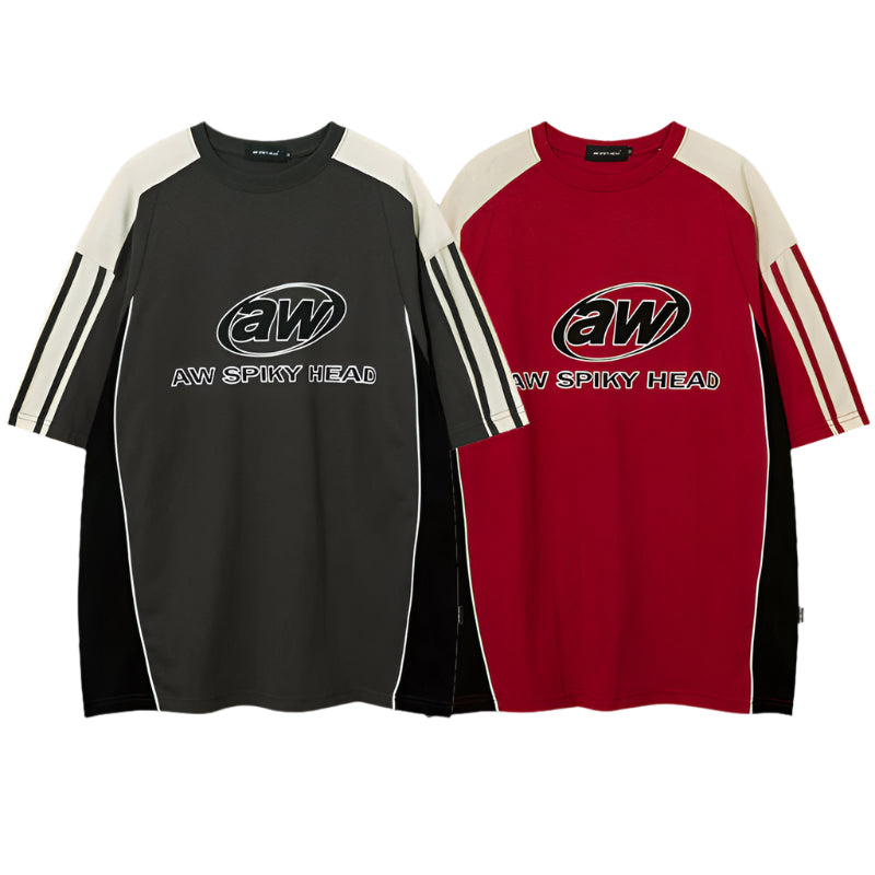 Contrast Sleeve Dual Stripe Raglan Core Tee