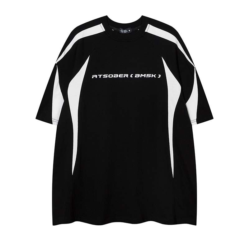 Retro Patchwork Design Short-sleeved Tee