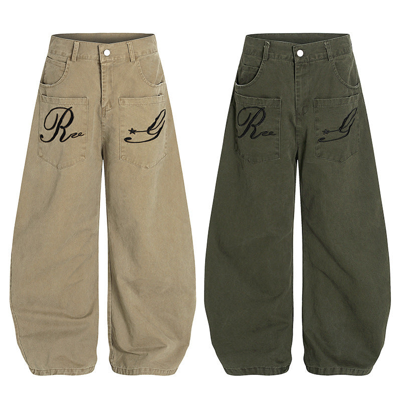 Trekvault Code Moss  Embroidery Multi-pocket Cargo Pants